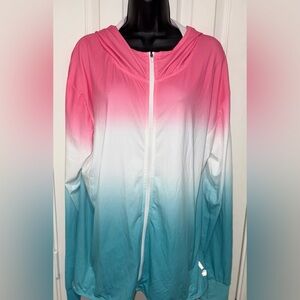 Pink and Blue Ombre Zip-Up Performance Hoodie